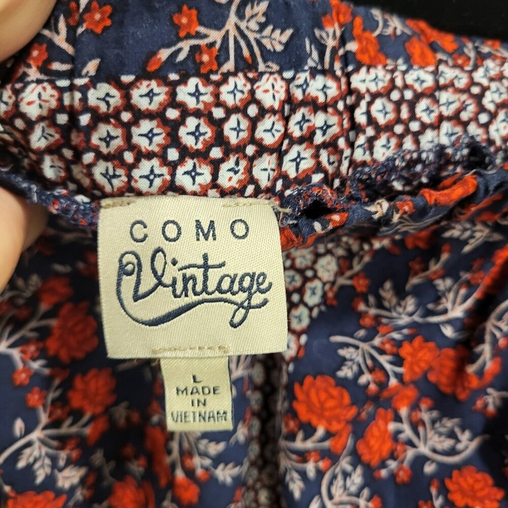 Como Vintage Off The Shoulder Top Women's Size Large Floral Print Ruffle‎ Boho - Picture 4 of 6
